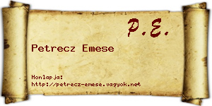 Petrecz Emese névjegykártya